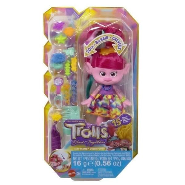 POPPY GLITTER HÅR - MATTEL - HNF25 - TROLLS DOCKA DOCKA