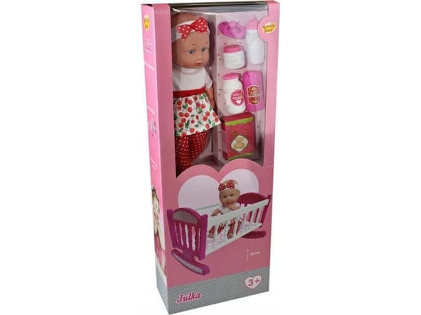 Smily Play Julka babydukke, seng, Smily Play tilbehør