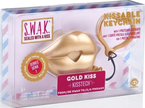 WowWee S.W.A.K nøkkelring Interactive Kissing Lips - Gull Kiss nøkkelring