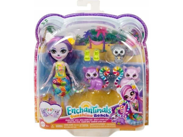 Mattel Enchantimals docka + djurfigurer Lemurfamilj