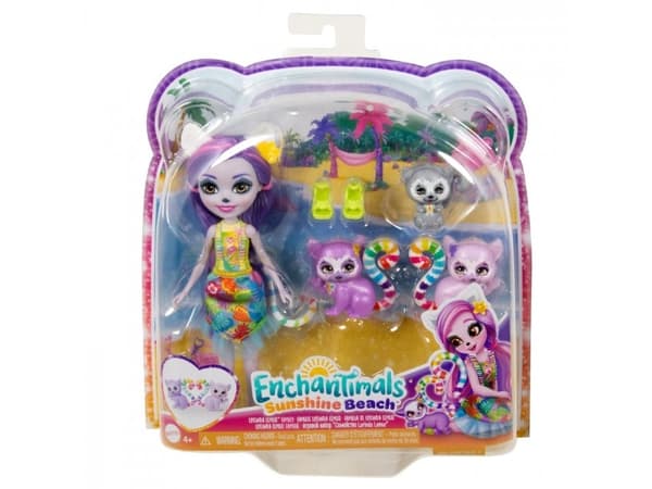 Mattel Enchantimals docka + djurfigurer Lemurfamilj