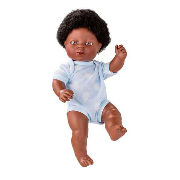 Berjuan Afrikanskt Barn Med Kläddocka Newborn 38 Cm Blå