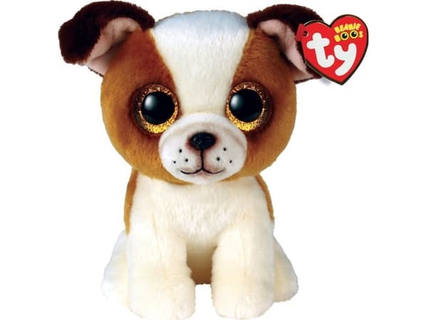 Meteor Mascot TY Hugo the Dog, brun og hvit, 15 cm