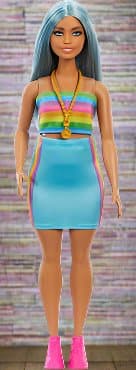 Barbie Fashionista Doll 218 with Blue Hair & Rainbow Top