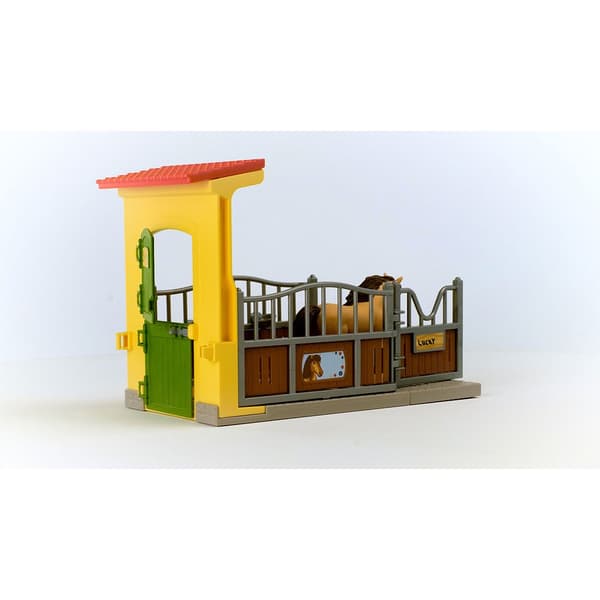 Schleich Farm World Playset Pony Box With Iceland Pony Stallion Docka