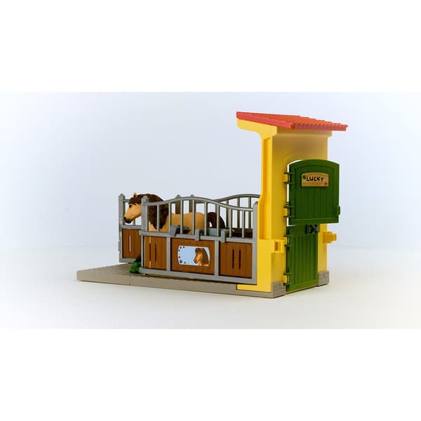 Schleich Farm World Playset Pony Box With Iceland Pony Stallion Docka