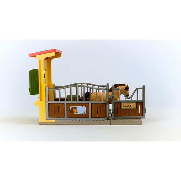 Schleich Farm World Playset Pony Box With Iceland Pony Stallion Docka