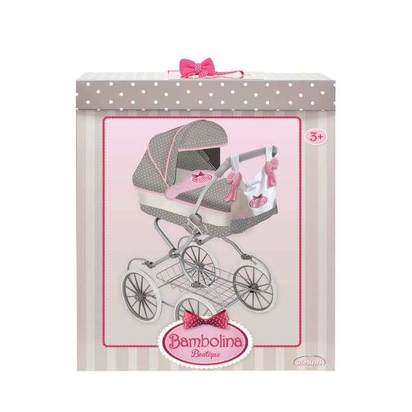 Bambolina Pram Classic With Handbag Bd1606 Docka