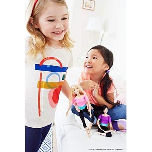 Barbie Made to Move ultraflexibel blond, ledad fitnessdocka med rosa topp och 22 artikulationspunkter, po toy DHL8