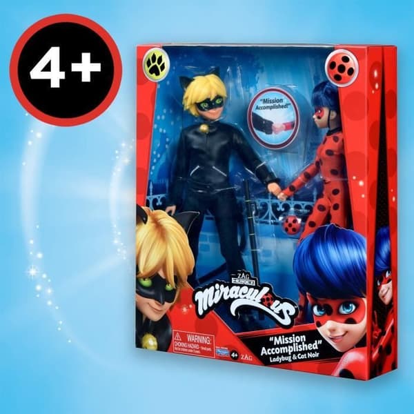 Paket med 2 Miraculous Ladybug 26 cm modedockor - Återupplev Ladybug och Cat Noirs äventyr