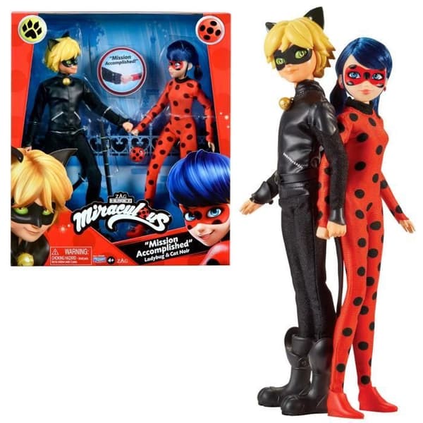 Paket med 2 Miraculous Ladybug 26 cm modedockor - Återupplev Ladybug och Cat Noirs äventyr