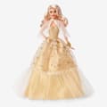 Miniatyrbild 1 av 8: Barbie®-Barbie Merry Christmas 2023-Doll Golden Klänning och blont hår HJX04