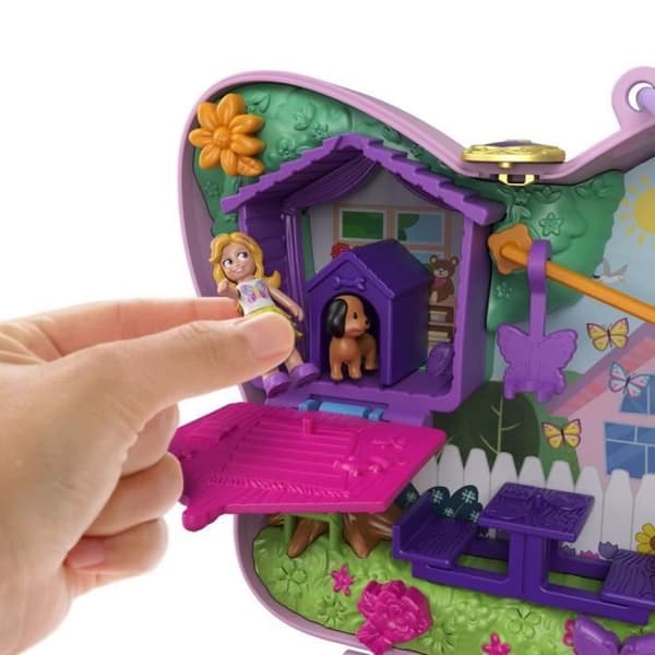 Polly Pocket - Butterfly Garden Box, med Polly och Pollys mamma, 5 överraskningar, 13 tillbehör - Mini-docka - Från 4 år