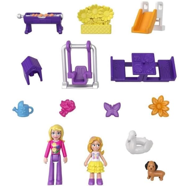 Polly Pocket - Butterfly Garden Box, med Polly och Pollys mamma, 5 överraskningar, 13 tillbehör - Mini-docka - Från 4 år