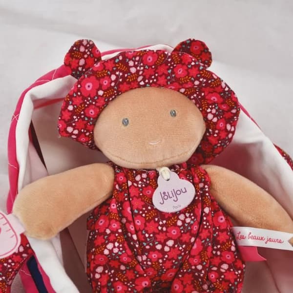 Puppa korg Maëlle 20CM - JoliJou - Bedårande docka att ta med överallt - Färg Hallon - Rosa - 20 cm