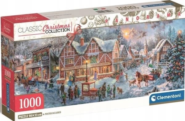 Clementoni Panorama Compact Christmas Collection + vykort - 1000 element