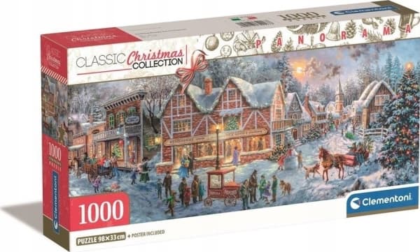 Clementoni Panorama Compact Christmas Collection + vykort - 1000 element