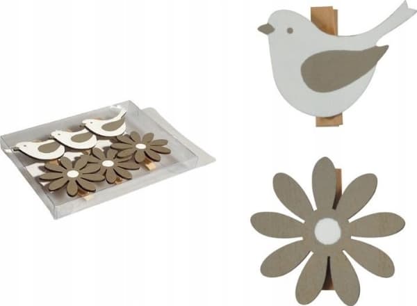 Julepynt MFP papir Fugl + blomsterklemme 6 stk/3, 5-4, 5 cm tre