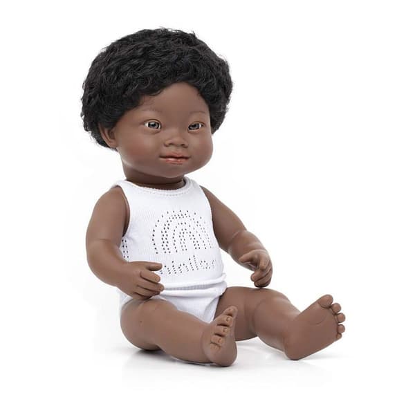 Miniland Afrikanskt Downs Syndrom Babydocka 38 Cm Vit