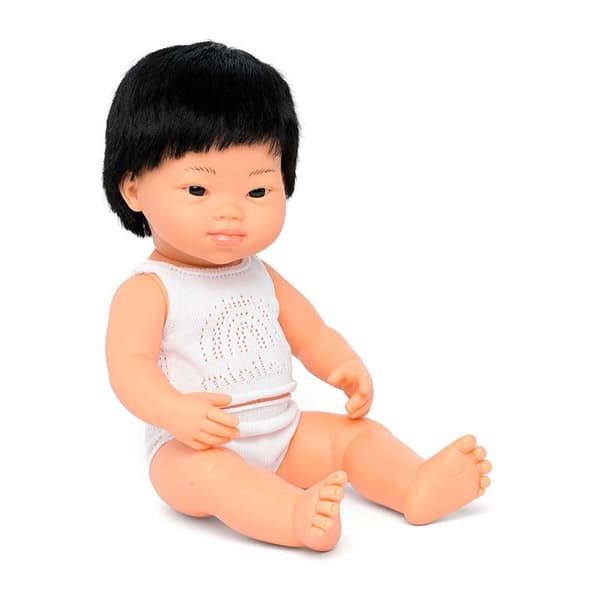Miniland Asiatisk Downs Syndrom Baby Dukke 38 Cm Rosa