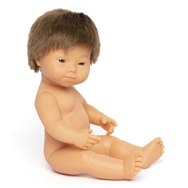 Miniland Kaukasiskt Downs Syndrom Babydocka 38 Cm Rosa