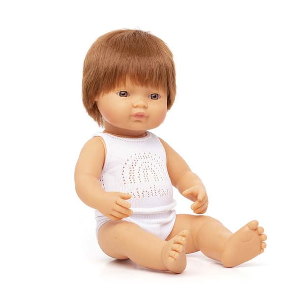Miniland Kaukasisk Rød Rød Baby Dukke 38 Cm Beige