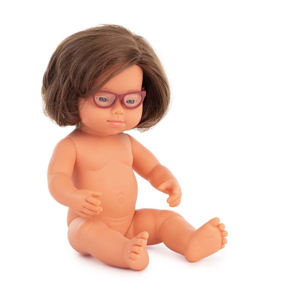 Miniland Kaukasisk Med Briller Baby Doll 38 Cm Flerfarvet