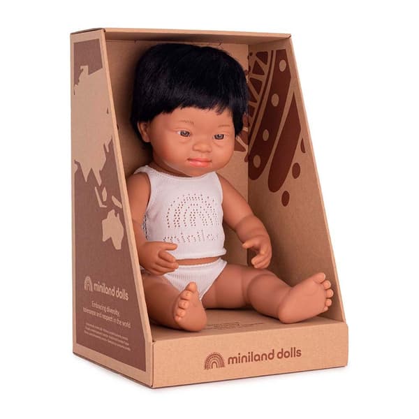 Miniland Latin Downs Syndrom Baby Dukke 38 Cm Beige