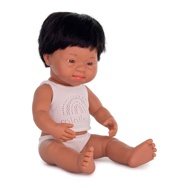 Miniland Latin Downs Syndrom Baby Dukke 38 Cm Beige