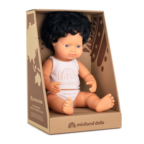 Miniland Baby Dukke Moreno Rizad 38 Cm Beige