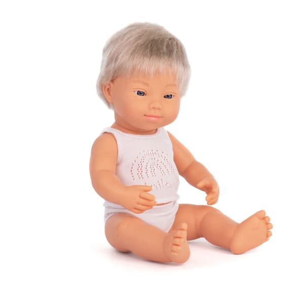 Miniland Downs Syndrom Rubio 38 Cm Spædbarn Dukke Beige