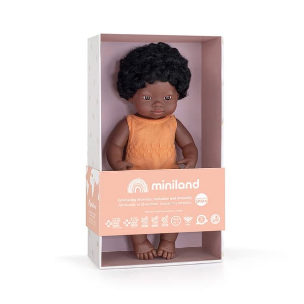 Miniland African Girl 38 Cm Colourful Dukke Orange