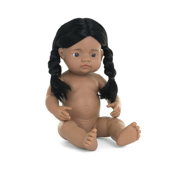 Miniland Native American Girl 38 Cm Docka Svart