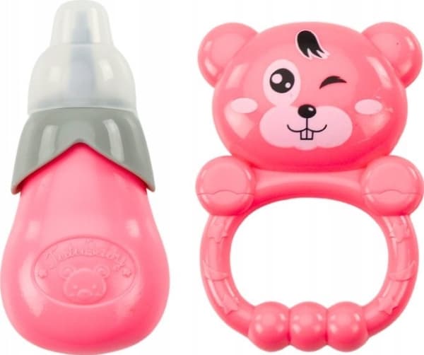 LeanToys Vaaleanpunainen mekko nukke Pissing pullo Rattle äänet