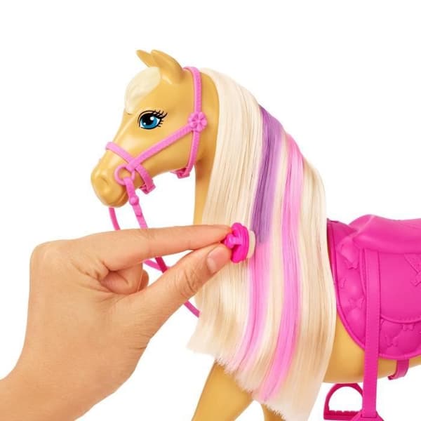 Barbie® Horse Grooming Set med 1 docka, 2 hästar och mer än 20 tillbehör för barn i åldrarna 3 till 7 HGB58