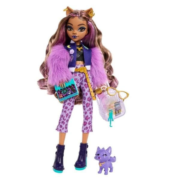 Monster High-Clawdeen Wolf-Doll med Crescent Dog och tillbehör HRP65
