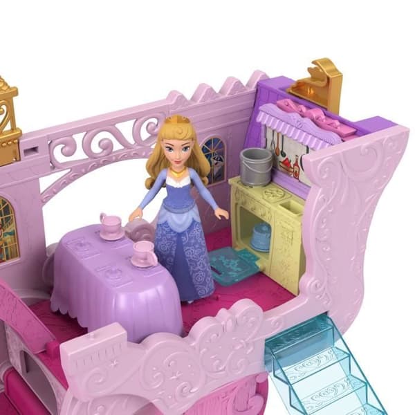 Vagn och slott - Mattel Disney Princesses Set med Aurora docka HWX17
