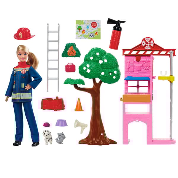Barbie Brandmansdocka Med Brandstation Och Tillbehör