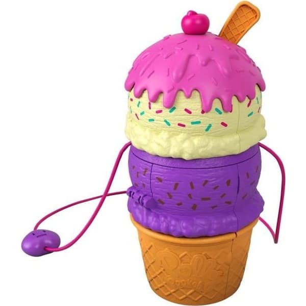 Polly Pocket - Multifacetter Glassett, 3 nivåer och 25 överraskningstillbehör inklusive Polly och Lila - Mini-docka - Från 4 år