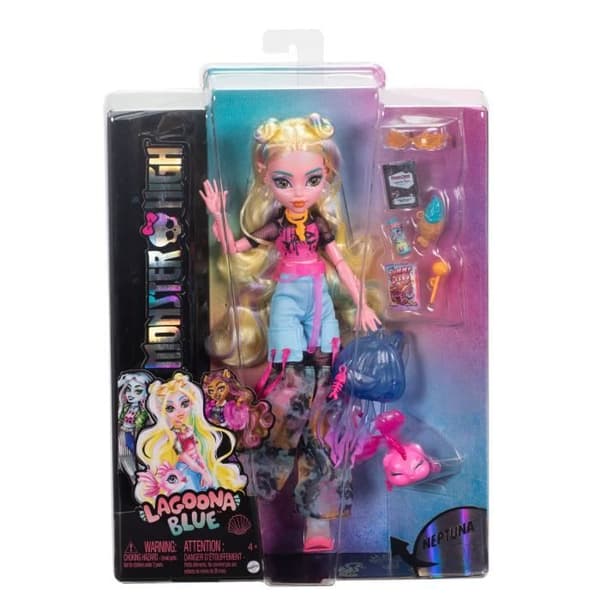 Monster High-Lagoona blå docka-docka med djur och tillbehör HXH75