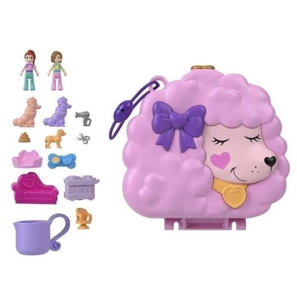 Polly Pocket-Poodle Grooming Set 2 figurer och 12 tillbehör HKV35