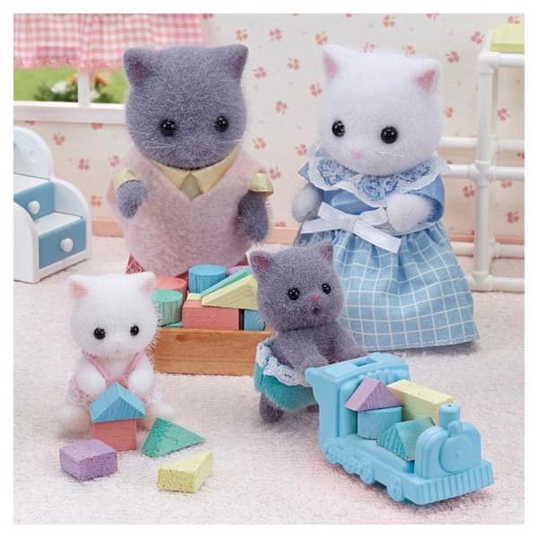 Sylvanian Families Figurer - Persiska katttvillingar med vagn - Ledad - Flerfärgad