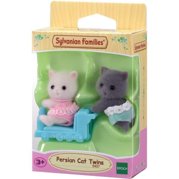 Sylvanian Families Figurer - Persiska katttvillingar med vagn - Ledad - Flerfärgad
