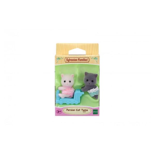 Sylvanian Families Figurer - Persiska katttvillingar med vagn - Ledad - Flerfärgad