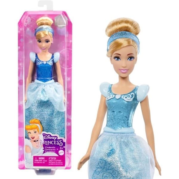 Askungen Doll 29 cm, Mattel Disney Princess Doll dressing och tillbehör HLW06