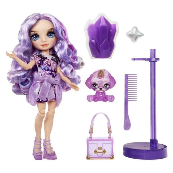 Rainbow High Fashion Doll with Slime Kit och Pet - Lila (lila) - 28cm Glitter Doll with Slime Kit