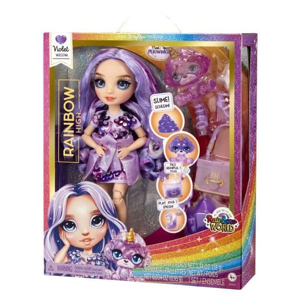 Rainbow High Fashion Doll with Slime Kit och Pet - Lila (lila) - 28cm Glitter Doll with Slime Kit