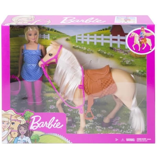 Barbie docka och hennes häst - BARBIE - Blond - Ridtillbehör ingår
