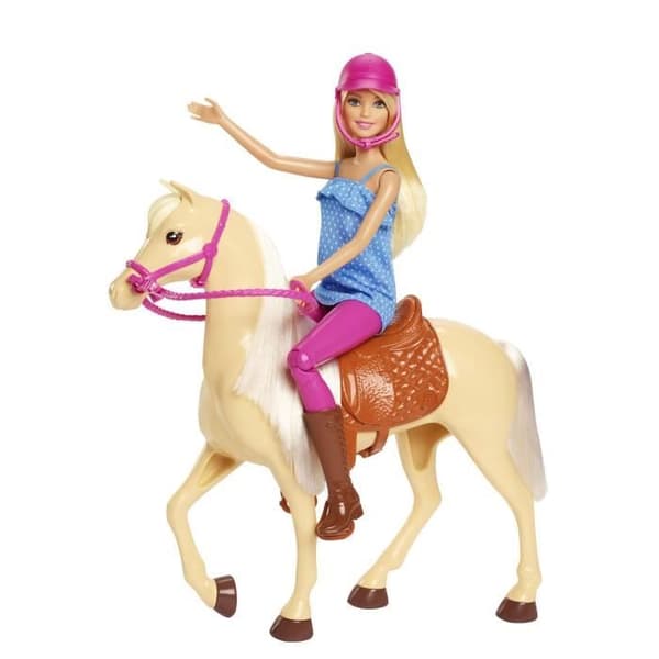 Barbie docka och hennes häst - BARBIE - Blond - Ridtillbehör ingår
