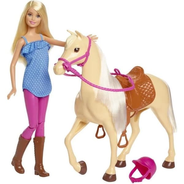Barbie docka och hennes häst - BARBIE - Blond - Ridtillbehör ingår